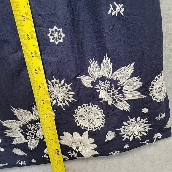 GRETCHEN SCOTT Big Love Dress Blue Embroider Midi Maxi Off The Shoulder Cotton M - Picture 12 of 15